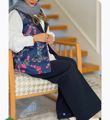 وست ژاکارد طرح دار رنگ سرمه ای