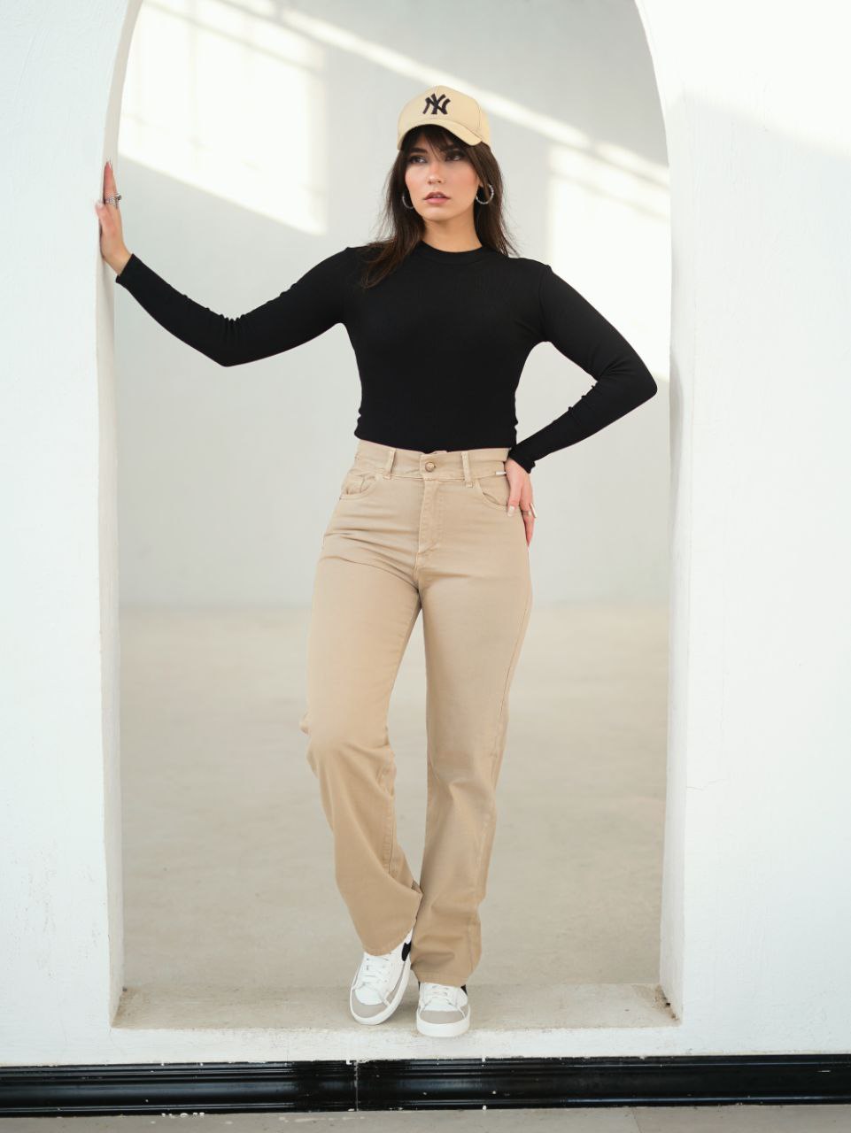 شلوار کتان دخترانه مدل نیم بگ