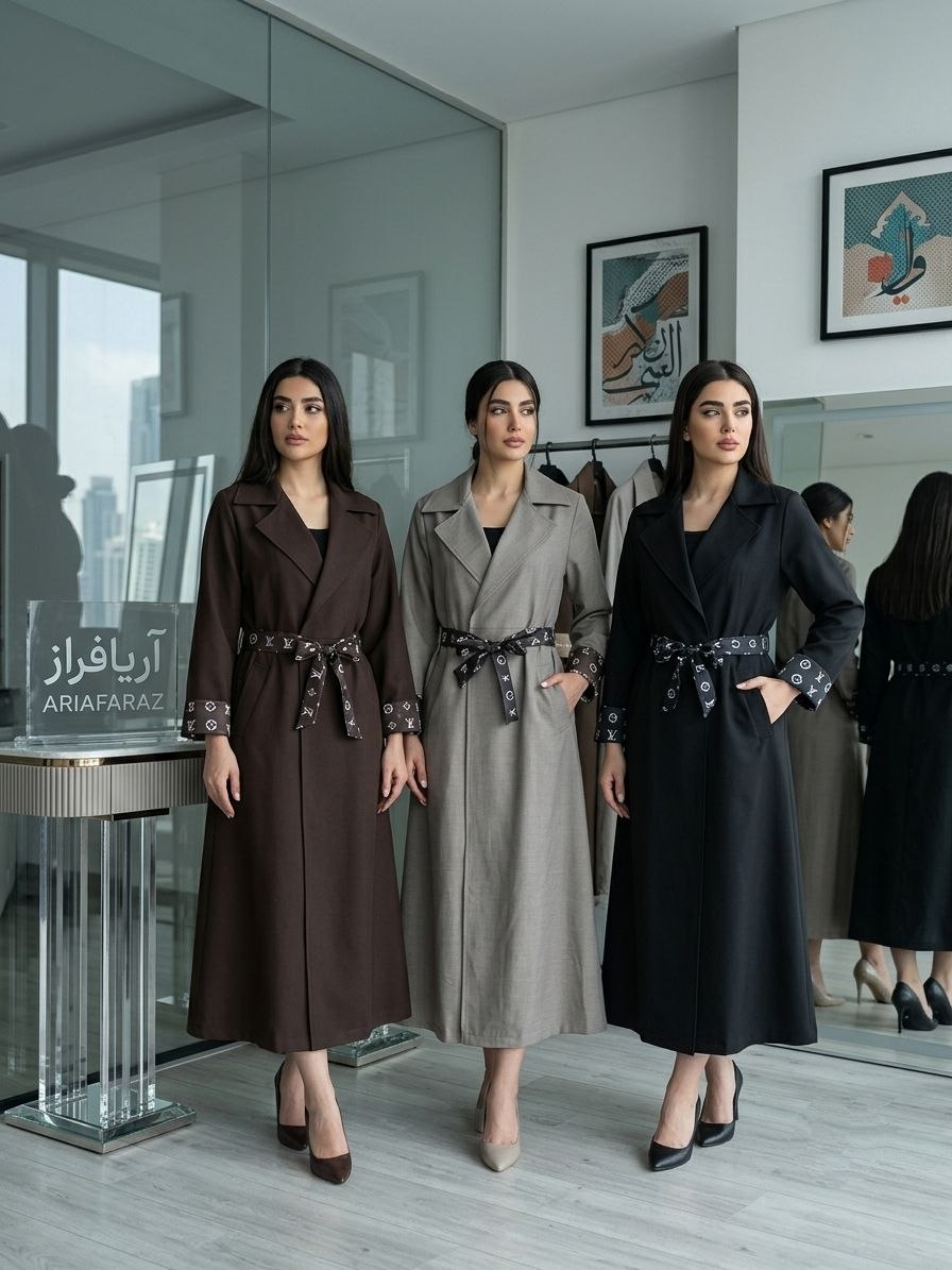 مانتو بلند کمربند دار